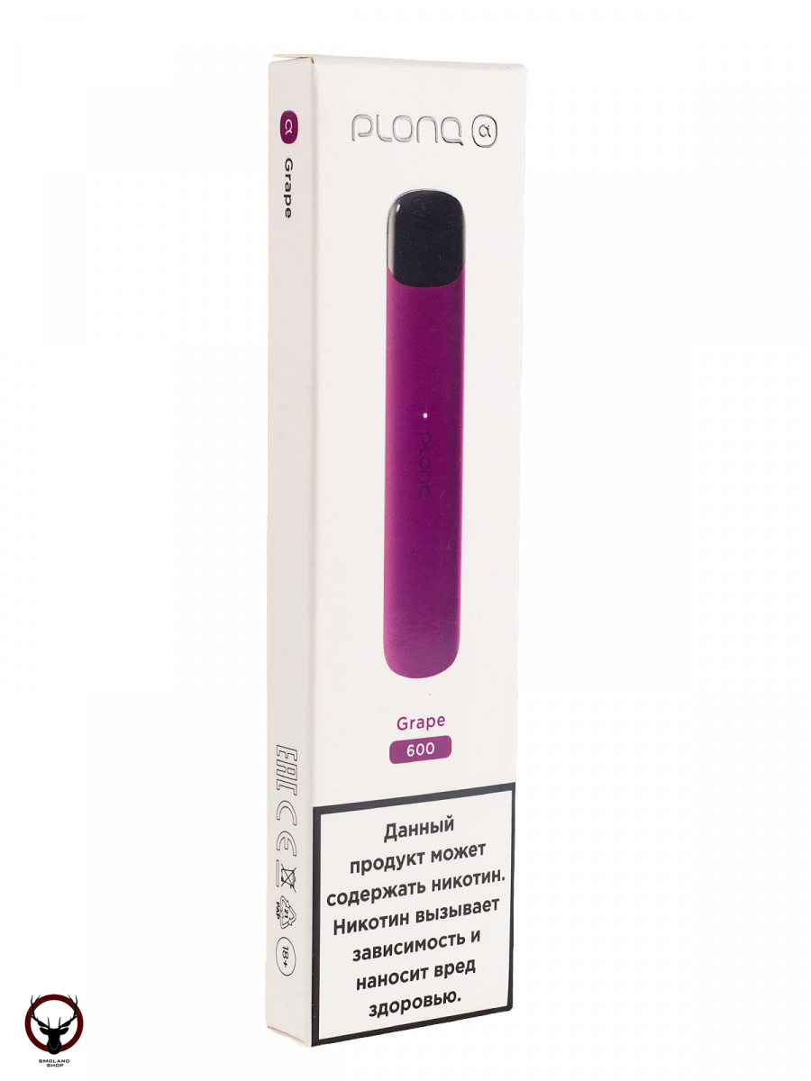 Электронная сигарета PLONQ ALPHA Grape (600 затяжек) 20 мг